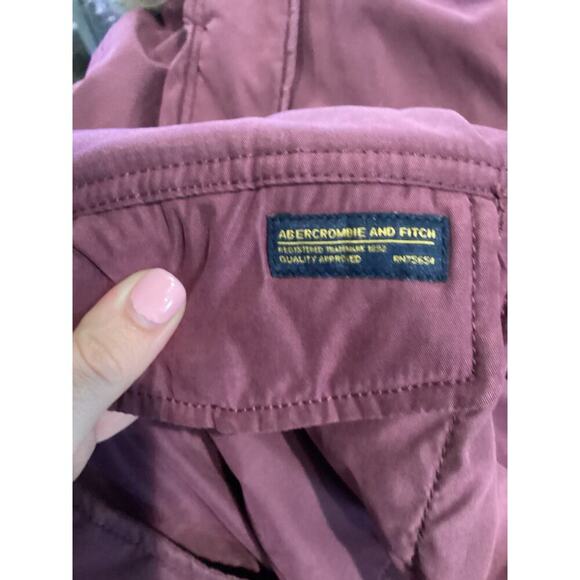Abercrombie & Fitch Womens Parka Jacket Size Small Coat Burgundy Sherpa Preppy - Picture 10 of 13